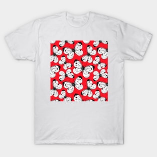 Cabbage butterfly pattern on red T-Shirt